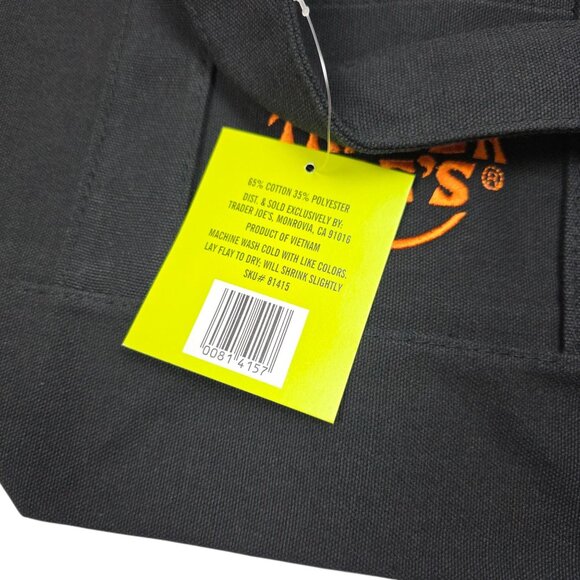 2025 Trader Joes Black Orange Canvas Tote Bag Trick Or Treat Halloween 81415 - Picture 2 of 3